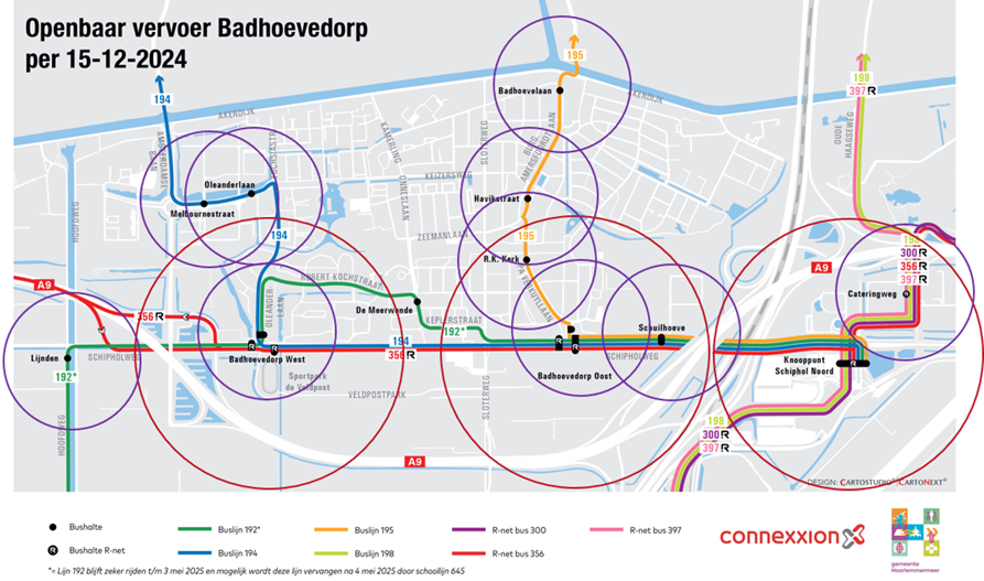 Figuur 37.  Openbaar vervoer in Badhoevedorp per 15-12-2024