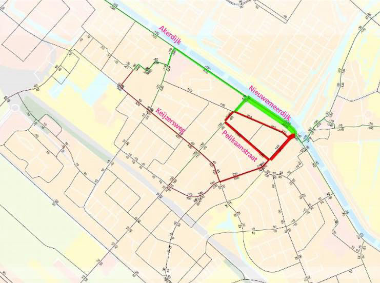 Fietsstraat met éénrichtingsverkeer op Nieuwemeerdijk (BA-laan – Sloterweg)